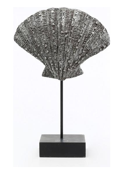 Standlı Dekoratif Deniz Kabuğu Obje Antik Gümüş 22 x 10 x 34 cm AK.IT0076