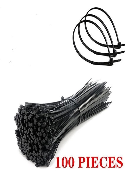 Kablo Cırt Plastik Kelepçe Klips 370X3,5 mm 100 Ad Siyah