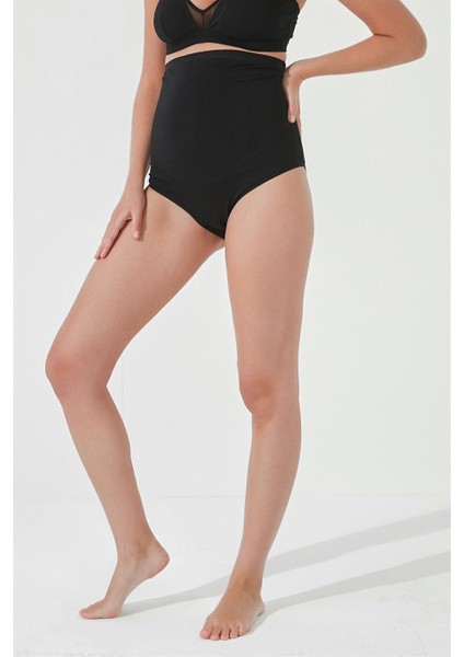 Kadın Siyah Hamile Yüksek Bel Slip Külot