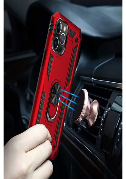 Caseworld Samsung Galaxy M23 Kapak Military Yüzüklü Stantlı Panzer Tank Kılıf - Siyah