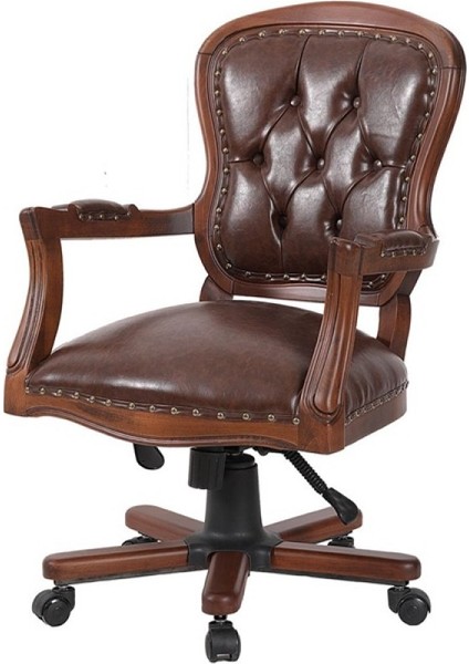 Larion Ahşap Klasik Ofis Çalışma Koltuğu Ceviz Makam Koltuğu