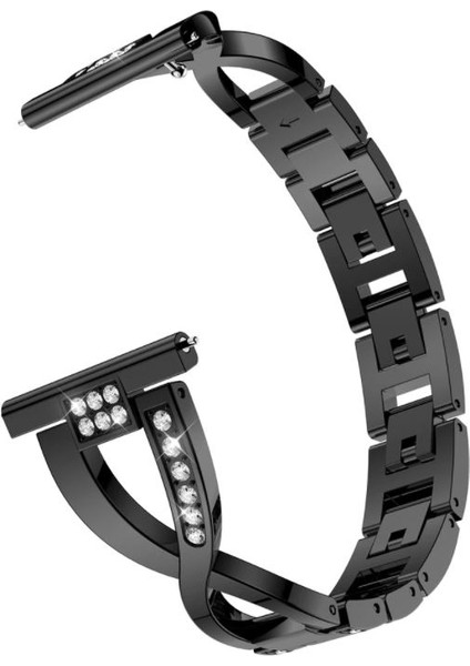 Huawei Watch Gt 2 42 mm Için Pırlanta Görünümlü Taşlı Metal Fantezi Bileklik Siyah
