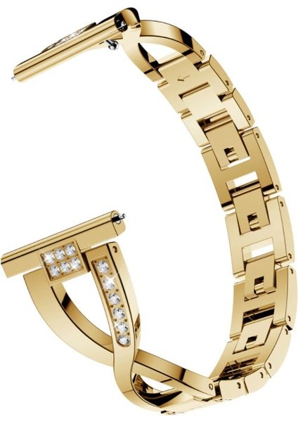 Garmin Vivoactive 3 Için Pırlanta Görünümlü Taşlı Metal Fantezi Bileklik Gold