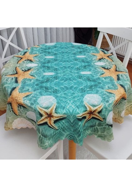 Marin Desen Yuvarlak Masa Örtüsü 135X135CM