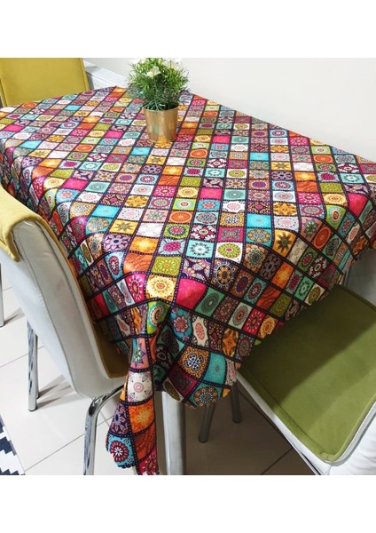 Çini Patchwork Desen Masa Örtüsü