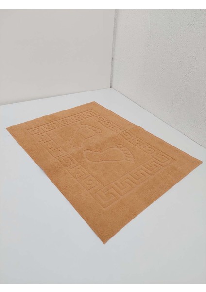 Banyo Paspası Kaymaz Taban Welsoft Ayak İzli Sütlü Kahve 50x70 cm 3'lü