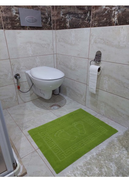 Banyo Paspası Kaymaz Taban Welsoft Ayak İzli Yeşil 50x70 cm 3'lü