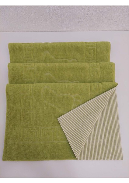 Banyo Paspası Kaymaz Taban Welsoft Ayak İzli Yeşil 50x70 cm 3'lü