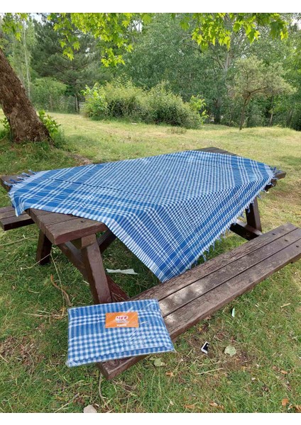 Çok Amaçlı Sofra Bezi Masa Piknik Örtüsü Mavi 150x150 cm 2'li