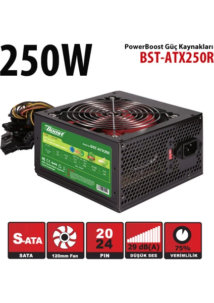 Power Boost BST-ATX250R 250W 12CM Power Supply Kutulu