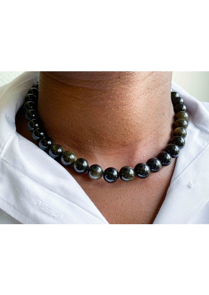 Obsidyen Doğaltaş Kolye 10 mm
