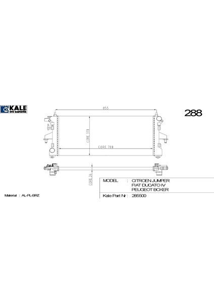 Radyatör Peugeot Boxer/ Fıat Ducato/jumper 2.2 Hdı Karsan Jest 1 Sıra 26MM Alüminyum Brazing Sistem