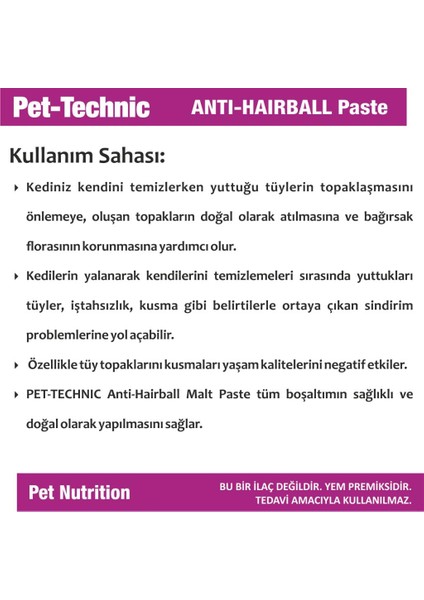 Pet Technic 3lü Anti Hairball Malt + Multi Plus Pasta + Biotin Zinc Pasta