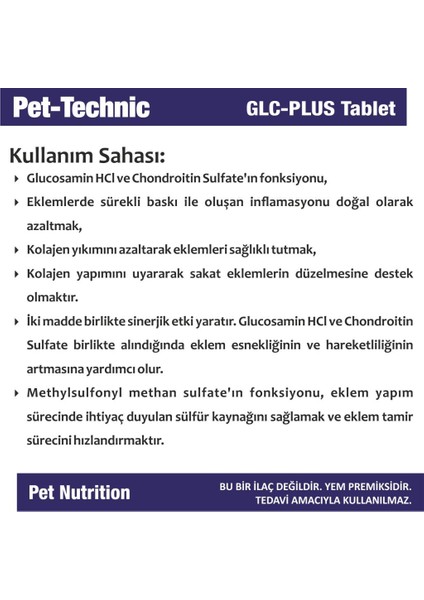 Pet Technic 2li Glc Plus Tablet Glukozamin / Kondroitin