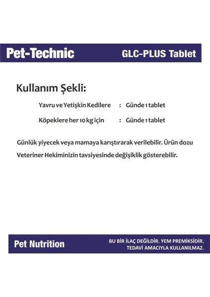 Pet Technic 2li Glc Plus Tablet Glukozamin / Kondroitin