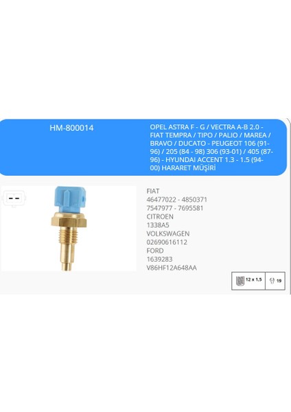 Hararet Müşürü Fıat Tempra Opel Astra F-G