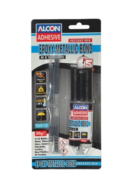 Çift Karışım Şırıngalı Metal Yapıştırıcı Epoxy Metallıc Bond Syrınge Mıx 30 Gr. Blıster M-2312