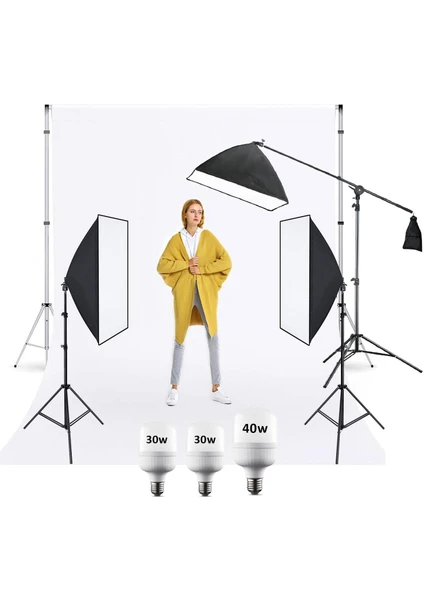 Cazip Shop Cazipshop Yemek Çekim Işığı Ürün Çekim Işığı 50X70 Softbox Deveboynu Set