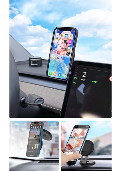 Byd Tesla Pano Araba Cep Telefonu Braketi Için Uygun Magsafe Araba Manyetik Navigasyon Braketi (Yurt Dışından)