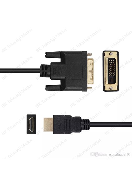 BK Teknoloji DVI 24+1 To HDMI Çift Yönlü DVI To HDMI Görünütü Kablosu-1.8metre