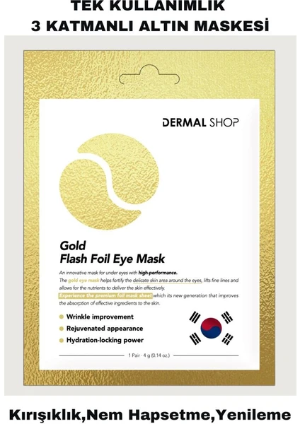 DERMAL Gold Flash Foil Tek Kullanımlık 3 Katmanlı Göz Maskesi 4 gr