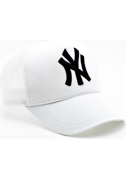 Takı Dükkanı Siyah Nakışlı Beyaz NY Cap Unisex Şapka cp220