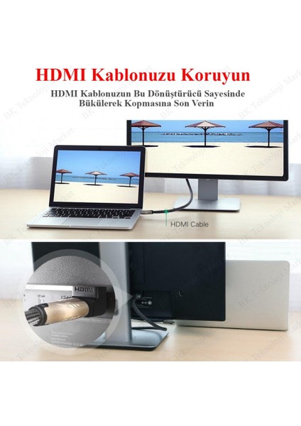 90 Derece HDMI Dirsek Adaptör HDMI Erkek /Dişi L Çevirici