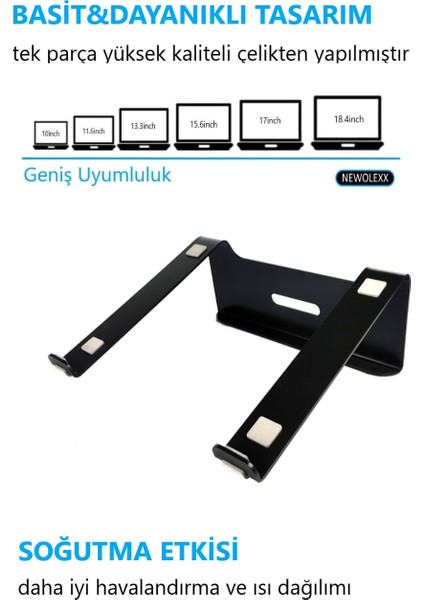 Tüm Modellere Uyumlu Laptop Standı Metal Notebook Soğutucu