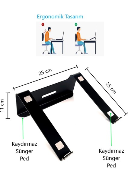 Tüm Modellere Uyumlu Laptop Standı Metal Notebook Soğutucu