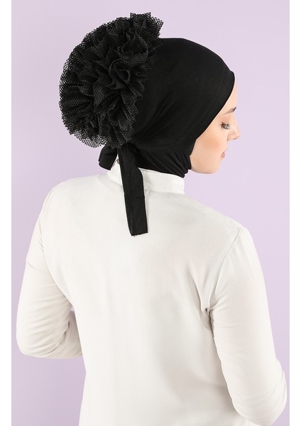 Fırfırlı Tesettür Bone -Siyah Fırfırlı Tesettür Bone fiyatları