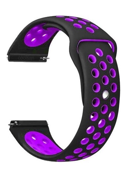 Honor Watch Es Için Delikli Spor Silikon Kordon Siyah Mor