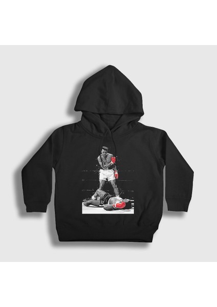 Unisex Çocuk Siyah Ring Boxing Boks Muhammed Ali Kapüşonlu Sweatshirt