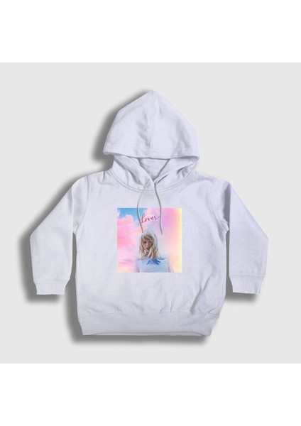 Unisex Çocuk Beyaz Lover V2 Taylor Swift Kapüşonlu Sweatshirt