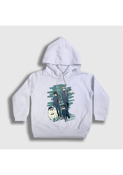 Unisex Çocuk Beyaz All Anime Spy X Family Kapüşonlu Sweatshirt