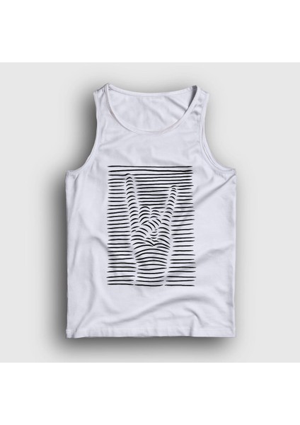 Unisex Beyaz Hand Symbol Music Rock Atlet