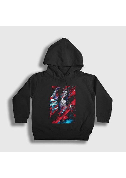 Unisex Çocuk Siyah Poster Futbol Cr7 Cristiano Ronaldo Kapüşonlu Sweatshirt