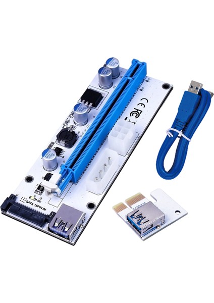 Loviver Pcıe Yükseltici Kartı 4pin 6pin 15PIN Sata Usb3.0 60CM VER008S Mavi Beyaz Madencilik Adaptörü (Yurt Dışından)