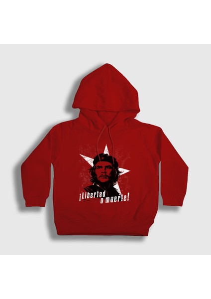 Unisex Çocuk Kırmızı Libertad O Muerte Che Guevara Kapüşonlu Sweatshirt