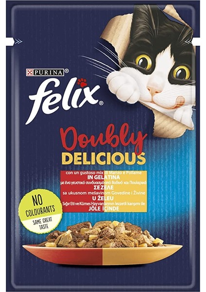 Felix Çifte Lezzet Sığır & Tavuklu Kedi Yaş Mama 85 gr