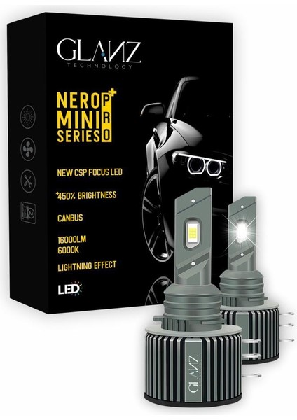 H15 Nero Pro Canbus Mini Slim Csp LED Xenon Şimşek 16000LM 6000K Beyaz Far Ampulü