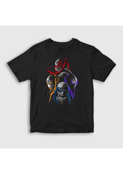 Unisex Çocuk Siyah Poster V2 Teenage Mutant Ninja Turtles T-Shirt