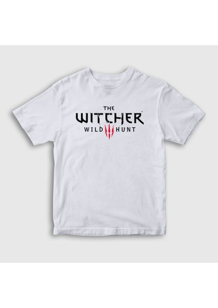 Unisex Çocuk Beyaz Wild Hunt Dizi Witcher T-Shirt