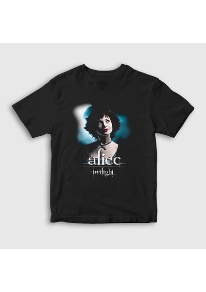 Unisex Çocuk Siyah Alice Vampire Twilight T-Shirt