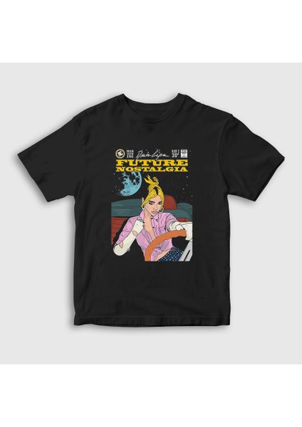 Unisex Çocuk Siyah Future Nostalgia Dua Lipa T-Shirt