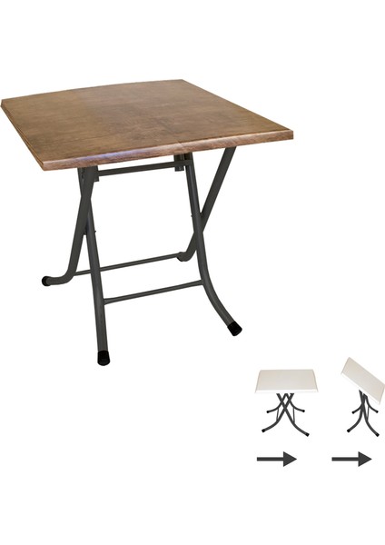 Klasik Katlanır Werzalit Kare Tabla Masa (80X80) - Antik Dark