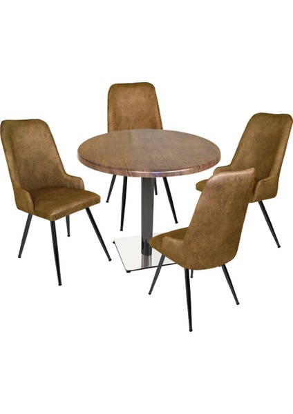 Karanfil Werzalit Yuvarlak - Çırağan Masa Takımı (Q90) - Kahve