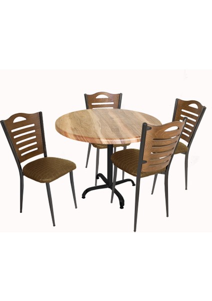 Indigo Werzalit Yuvarlak - Merdiven Tip Masa Takımı (90 cm Çap) - Indiana Wood Kahve