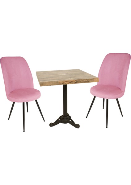 Çipa Laminat Kare - Saray 2li Masa Takımı - Pembe