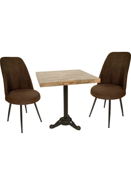 Çipa Laminat Kare - Saray 2li Masa Takımı - Kahve