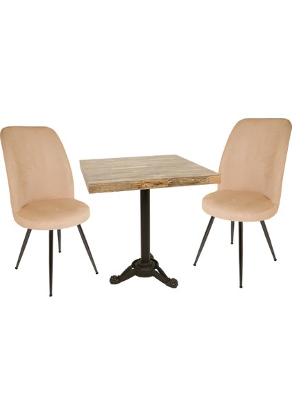 Çipa Laminat Kare - Saray 2li Masa Takımı - Krem